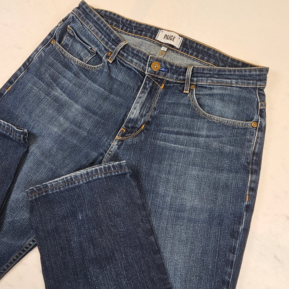Paige Normandie Mens Straight Leg Jeans Dark Wash Denim Size 34x30 USA Made
